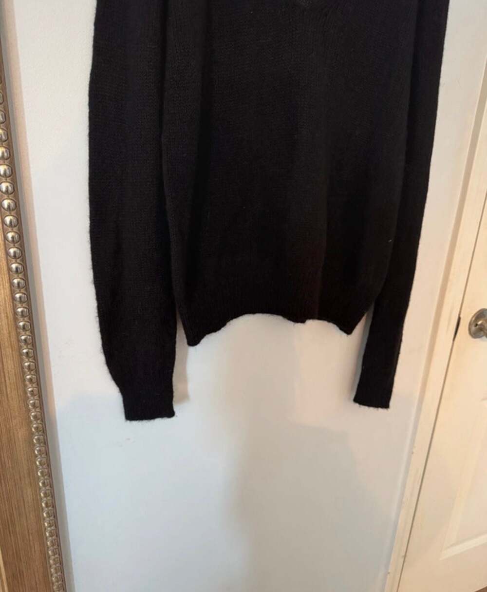 Soft Grunge Alpaca Knit Deep V Sweater | Cozy Minimalist Slouchy Goth - Picture 6 of 11